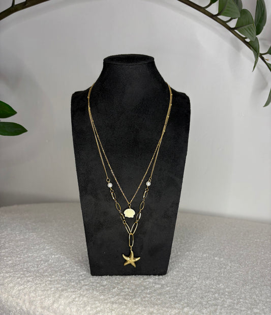 Collier Étoile de mer et coquillage